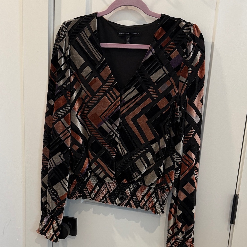 White House Black Market Multicolor Geometric Blouse